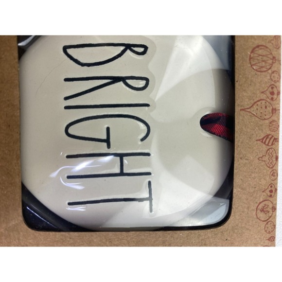 Rae Dunn Set of 3 Ceramic Ornaments Merry Bright and Christmas Tree Boxed Set - Picture 4 of 6